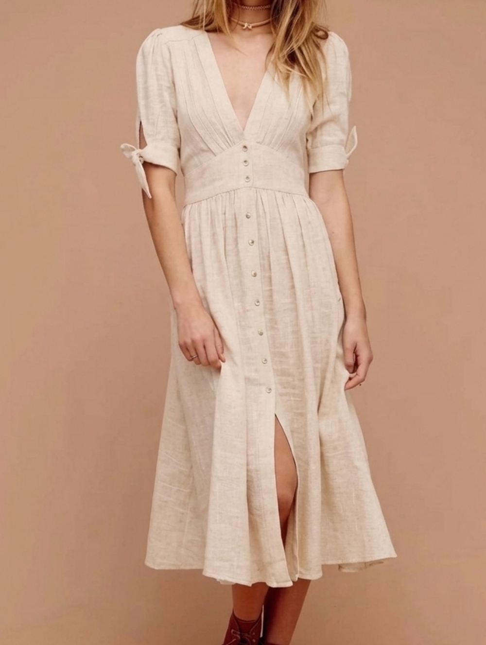 Free People Love Of My Life Midi Dress - Ivory Cotton‎ XS